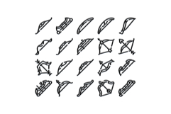Archery bow and arrow outline icons collection Product Image 1