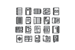 Detailed collection of modern notebook and journal icons Product Image 1