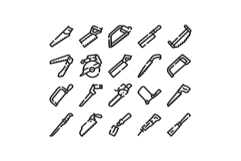 Hand saws and woodworking tools icon set Product Image 1