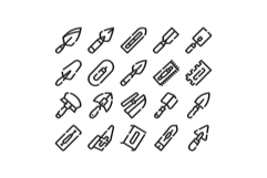 Construction masonry trowel and hand tool icons Product Image 1