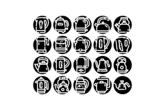 Electric kettles and tea pots glyph icons collection Product Image 1