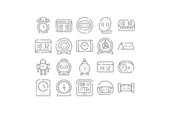 Clocks and alarms line icons collection Product Image 1
