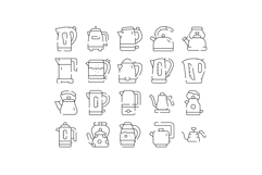 Kettles different shapes icons set Product Image 1