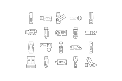 Usb flash drives collecting digital storage technology icons Product Image 1