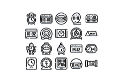 Alarm clock icons showing various time display types Product Image 1