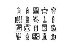 Candles and decorative wax objects collection icons Product Image 1