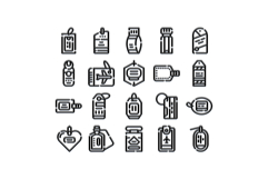 Travel luggage tags and airline icons creating journey conce Product Image 1