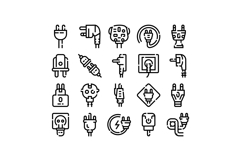 Electric power plugs sockets and cables icons Product Image 1