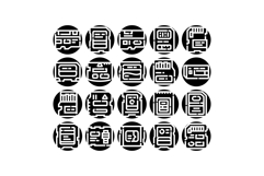 Digital memory card storage devices glyph icons set Product Image 1