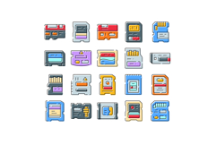 Memory card icons set for data storage Product Image 1