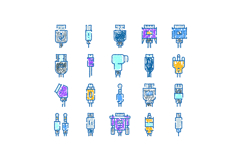 Colorful doodle icons representing tech hardware connectors Product Image 1