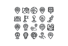 Location map pin icons tracking navigation destinations Product Image 1