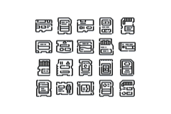Collection of memory card and flash drive icons Product Image 1