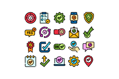 Approval confirmation icon collection showing various succes Product Image 1
