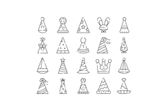 Party hats collection line art icons celebrating events Product Image 1