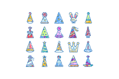 Hand drawn doodle party hats collection vector illustration Product Image 1