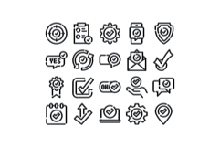 Confirming and verifying check mark outline icons set Product Image 1