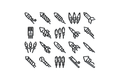 Firework rocket celebration festival pyrotechnics line icons Product Image 1