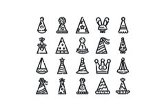 Party hats collection line art icons for celebrating events Product Image 1