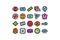 Collection of blank colorful labels and postage stamps icons Product Image 1