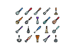 Collection of kitchen whisks and mixing utensils seamless pa Product Image 1