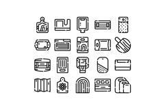 Cutting boards and kitchen accessories outline icons collect Product Image 1