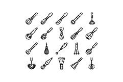 Whisk kitchenware line art icons vector set Product Image 1