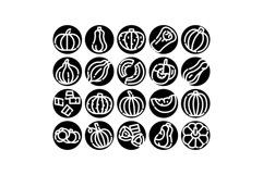 Collection of gourds and pumpkins glyph icons Product Image 1