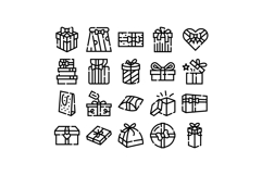 Gift box and present package line icons Product Image 1