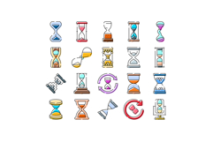 Hourglass time measure instrument icon collection Product Image 1