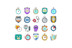 Stopwatch timer icons measuring time and speed Product Image 1