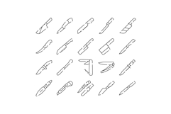 Knives and blades collection line icons set Product Image 1