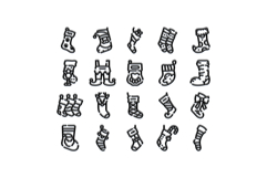 Christmas stockings line art collection celebrating holiday Product Image 1
