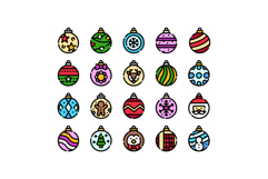 Christmas ornaments baubles icons celebrating winter holiday Product Image 1