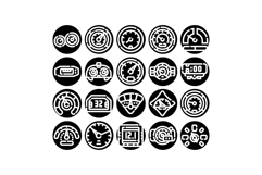 Car dashboard gauge indicator measurement glyph icons Product Image 1
