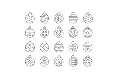 Christmas ornaments baubles icons celebrating winter holiday Product Image 1