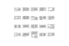 Computer graphic cards hardware components icons collection Product Image 1