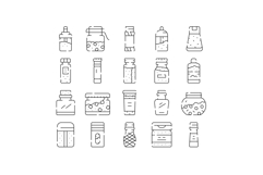 Salt pepper seasoning shakers and grinders outline icon set Product Image 1