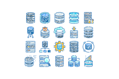 Database server hosting cloud computing technology icons Product Image 1