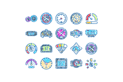 Dashboard gauges and car meters scribble icons set Product Image 1