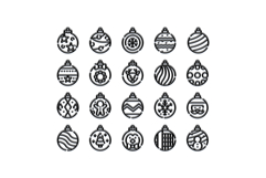 Christmas ornaments baubles icons for winter holiday season Product Image 1
