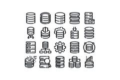 Database and network icons for data management Product Image 1