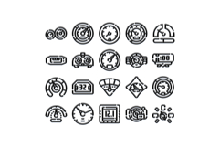 Car dashboard gauges and meters collection displaying speed Product Image 1