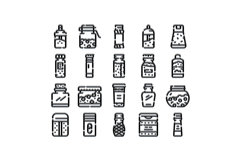 Collection of condiment and spice jar icons Product Image 1