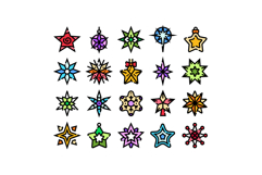 Christmas holiday stars and snowflake decorations icon set Product Image 1