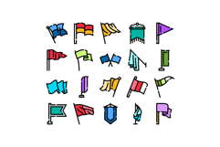 Flag banner pennant icon collection fluttering in wind Product Image 1