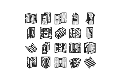 Brochure and leaflet advertising line icons collection Product Image 1