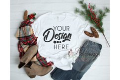 Christmas White TShirt Bella Canvas Mockup 3001 Unisex Shirt Product Image 1