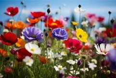 Vibrant wildflowers in sunlit meadow Product Image 1