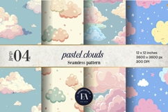 Pastel Cloud Pattern | Dreamy Sky Digital Paper Product Image 1